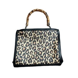 🐆Bamboo Top Handle Cheetah / Leopard Print - like new!